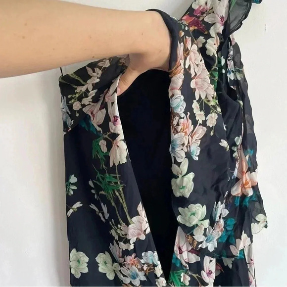 Slate + Willow Hudson Floral Maxi Asymmetrical Dress One Shoulder Black 0 - Picture 9 of 12